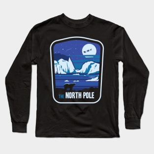 The North Pole Polar Bear Vintage Souvenir Design Gift Long Sleeve T-Shirt